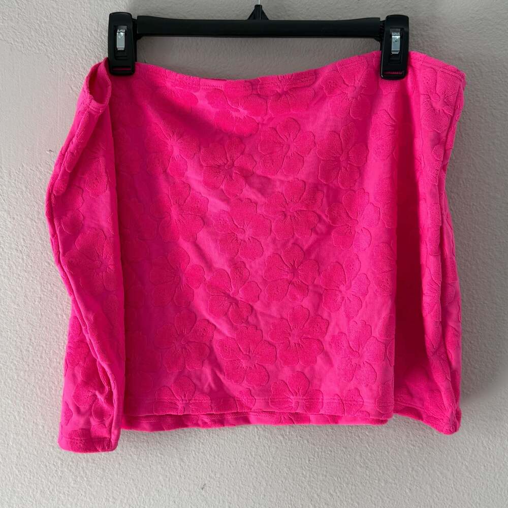 Nova Swim Y2K Hot Pink Terry Cloth Floral Mini Skirt